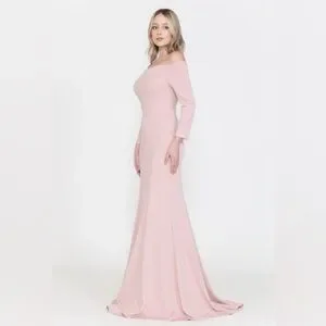 PolyUSA | Dresses | Ed Young Off The Shoulder Long Sleeve Formal Gown In  Red Style 8378 Nwt | Poshmark